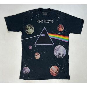 Pink Floyd Space Planets Graphic T-shirt Men Small Black Short Sleeve Music